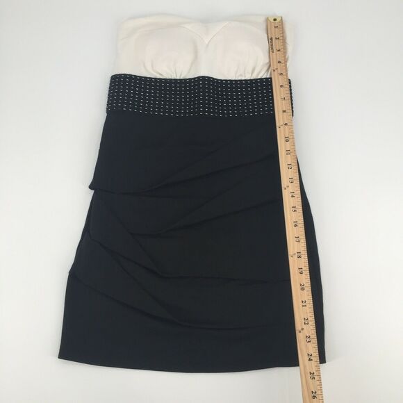 Papaya Strapless Party Dress Size Medium Womens Cream Black Cocktail Tiered M - Picture 6 of 6